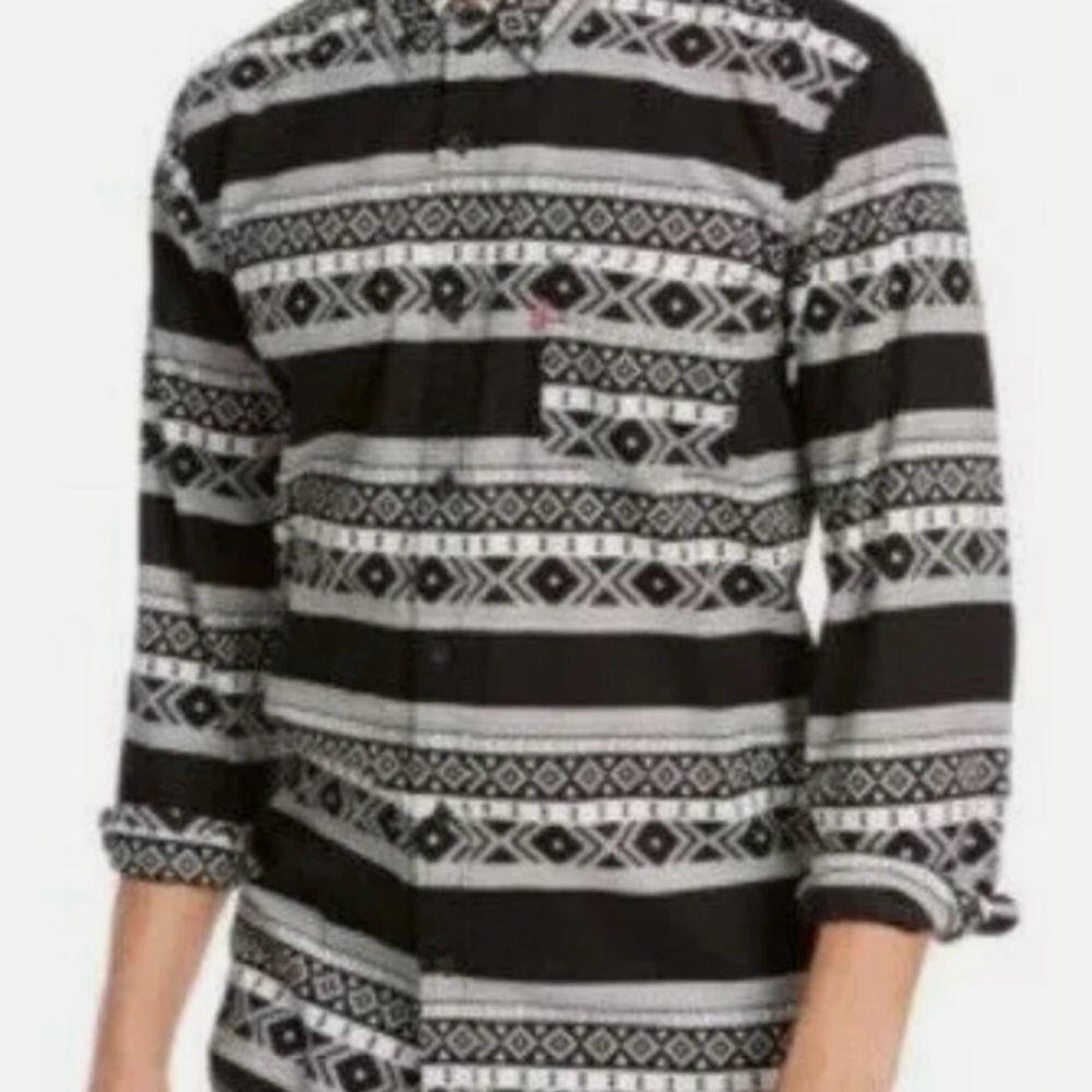 NWT Levi's Norte Regular-fit Geo-stripe Shirt Caviar Western Button Down